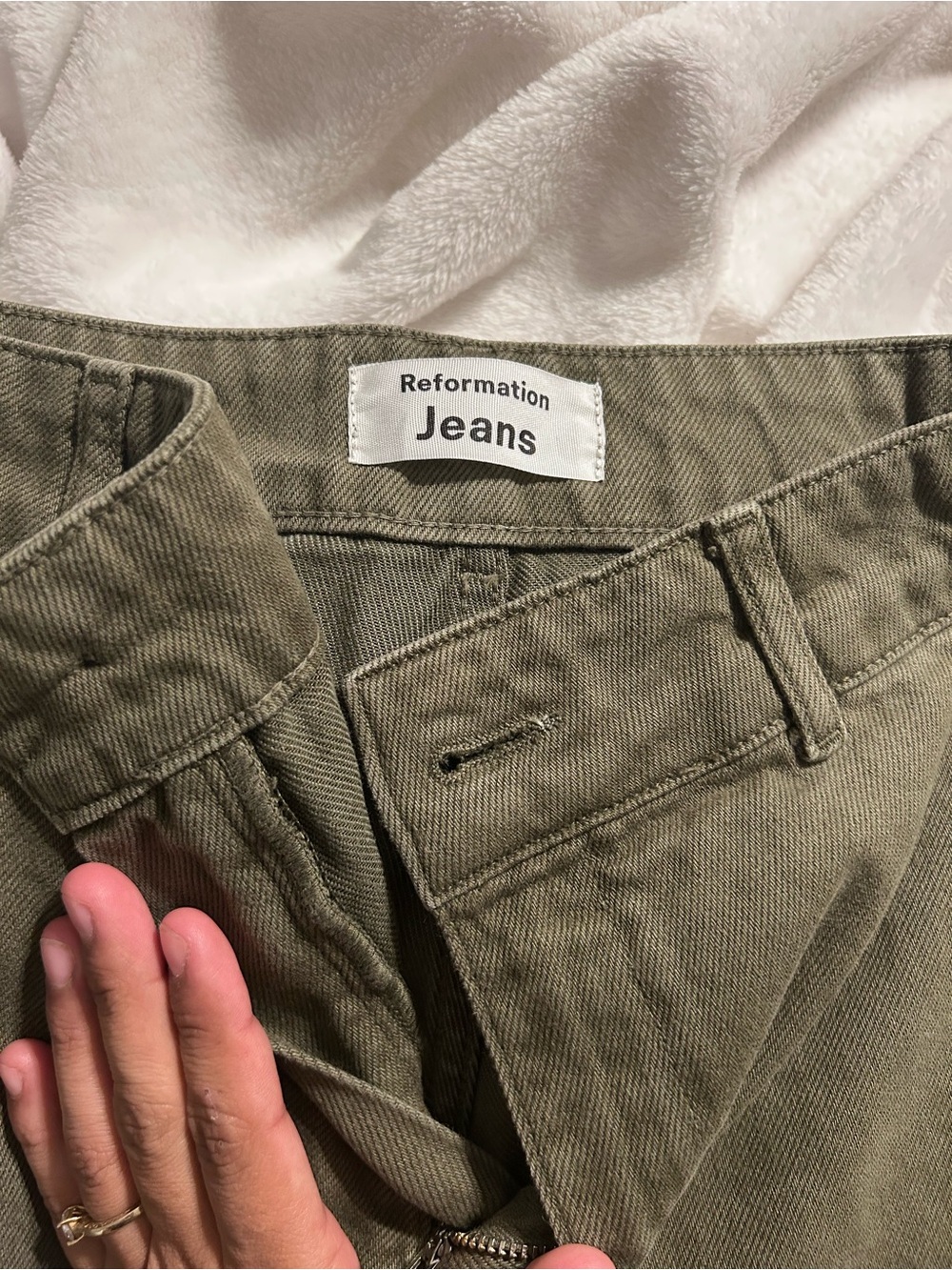 Reformation Olive Utility Jeans